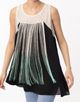 Tie dye Fringed Chiffon Lace Shoulder Vest