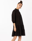 Leave's pattern shirt dress in black