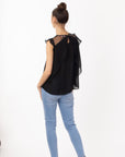 Organza Chiffon Gold Chain Top (Black)