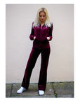 Velour Tracksuits With Hoody (Burgundy Color)