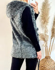 Faux Fur Oversize Hoody Coat (Mix grey)