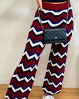 Zig Zag Print crop top and trousers tracksuits
