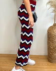 Zig Zag Print crop top and trousers tracksuits