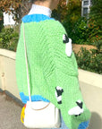 Shaun the Sheep pattern hand knit cardigan