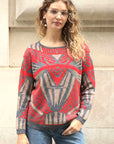 Read and silver Multi Striped Print Jumper