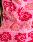 Red And Pink Floral Pattern Soft Knit Jumper