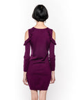 Frilled Cold Shoulder bodycon dress (Purple)