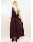Chiffon pleated full length wedding maxi dress (Burgundy)