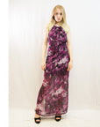 Purple Floral Maxi Dress with side split detail