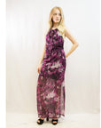 Purple Floral Maxi Dress with side split detail