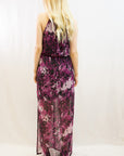 Purple Floral Maxi Dress with side split detail