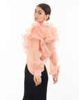 Multi Layer ruffles design sheer organza shirt in Dusty Pink