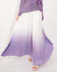 Full pleated Kimono sleeves cardigan top and tie dye print maxi skirt in purple