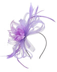 Feather & Floral Fascinator Headband In Purple