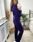 Velour Tracksuits With Hoody (Purple Color)
