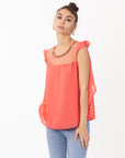 Organza Chiffon Gold Chain Top (Red)