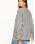 Jumper with Crystal trim & Chiffon Hem in grey
