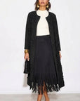 Statement Textured Floral Longline Cardigan in Black