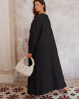 Statement Textured Floral Longline Cardigan in Black