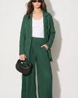 Textured Woven Jacket & Pleated Wide-Leg Trousers Co-Ord Set