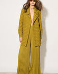 Textured Woven Jacket & Pleated Wide-Leg Trousers Co-Ord Set