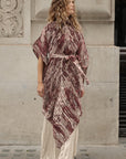 Pattern Print Pleated Blouse & Trousers Set