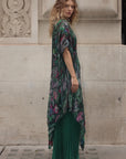 Pattern Print Pleated Blouse & Trousers Set