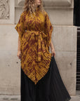 Pattern Print Pleated Blouse & Trousers Set