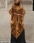 Pattern Print Pleated Blouse & Trousers Set
