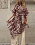 Pattern Print Pleated Blouse & Trousers Set