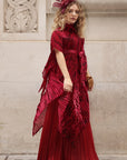 Feather & Floral Fascinator Headband In Burgundy