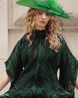 Statement Fascinator Hat With Feather Detail In Green