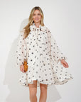 Oversized polka dot print billow dress with blouson sleeves