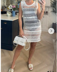 Holiday floral pattern crochet lace midi dress