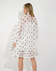Oversized polka dot print billow dress with blouson sleeves