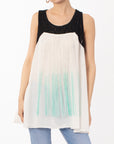 Tie dye Fringed Chiffon Lace Shoulder Vest
