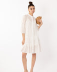 Leave's pattern shirt dress in white