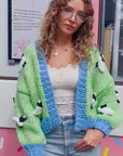 Shaun the Sheep pattern hand knit cardigan