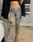 Knitted black white baroque print leggings