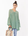 balloon long sleeves design chiffon top