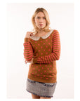 Dot and Strip Print with Crochet Collar Jumper