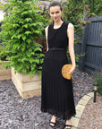 Chiffon pleated full length wedding maxi dress (Black)