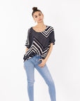 Multi striped print Oversized Top