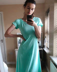 Scoop Neck Jersey Maxi Dress (MELANGE GREEN)