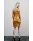 Plain color sequin V neck dress (Gold)