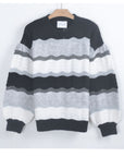 Multi color stripe soft knit oversized relaxed fit jumper balloon sleeves