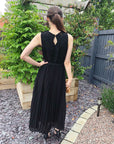 Chiffon pleated full length wedding maxi dress (Black)