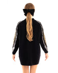 Shoulder sequin design long jumper in black