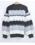 Multi color stripe soft knit oversized relaxed fit jumper balloon sleeves