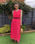 Chiffon pleated full length wedding maxi dress (Salmon pink)